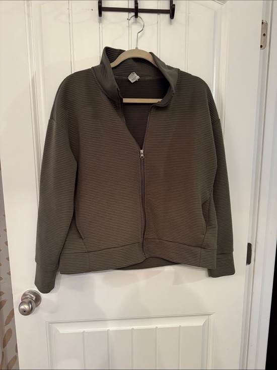 RBX Jackets & Blazers - RBX Olive Green Ribbed Full-Zip Jacket